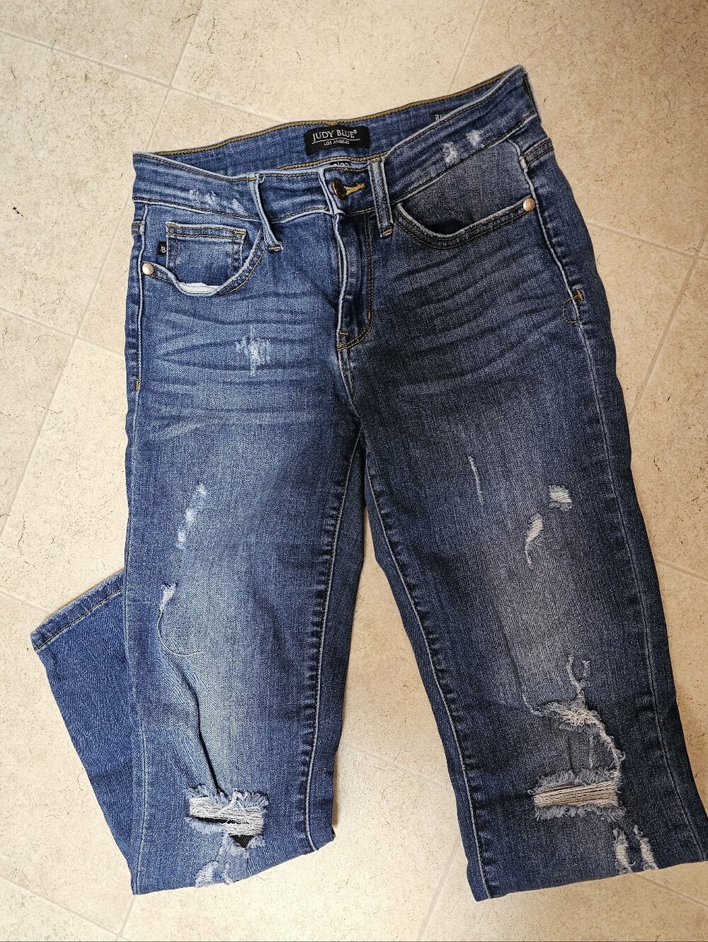 Judy Blue Ripped Boyfriend Jeans Size 5 / 27 Medium Blue Relaxed Fit